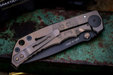 Sparta Blades Harsey Folder "Mayan" Engraved Titanium, Bronze Accents 4" S45VN DLC