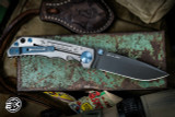 Spartan Blades SHF Custom Harsey Folder Knife Memento Mori Engraved Titanium 4" MagnaCut PVD