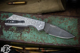 ProTech Strider Custom Prototype PT+ Automatic Folding Knife Gridlock Stainless Steel 3" Hand Ground Herringbone Damascus 2023.003