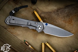 Chris Reeve Knives Small Inkosi Titanium Glass Blasted 2.8" Drop Point Stonewash (Blade Show Bead)