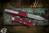 Microtech UTX-85 OTF Automatic Knife Distressed Merlot Red 3.1" Drop Point Stonewash 231-10DMR