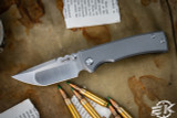 Chaves Knives Ultramar Redencion Street Titanium Folding Knife, Teal Blue Skull Clip 3.25" Tanto