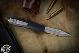 Microtech Dirac Distressed Black OTF Knife 3" Dagger Stonewash 225-10DBK (Preowned)