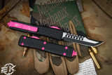 Microtech Ultratech Tri Grip Pink Hardware Hellhound OTF Automatic Knife 3.4" BlacK 119T-1PKEKS