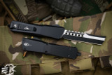 Microtech Combat Troodon Hellhound Razor Smooth Aluminum OTF Knife 3.8" Black 219RS-1TS