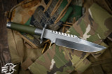 Marfione Custom Interceptor OD Green Wrap Fixed Blade 7" Bowie Hand Rubbed