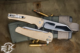 ProTech Malibu Custom Titanium Knife Bronze w/ Abalone Inlays 3.25" Reverse Tanto Mirror Polish 2023.016 