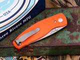 Three Rivers Manufacturing NEUTRON 2 Folding Knife Diamond Texture Orange G10 3" Stonewash