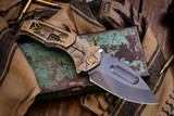 Medford Praetorian Ti Folding Knife Bronze Sculpted "Stained Glass" Titanium 3.75" Vulcan Drop Point