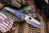 Medford 187 DP Folding Knife Titanium Bead Blasted Blue 3.75" Tumbled