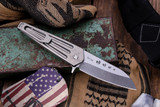 Medford Nosferatu Flipper Button Lock Knife Tumbled Titanium 3.5" Tumbled