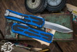 Heretic Knives "Colossus" Blue OTF Automatic Knife 3.5" Recurve Stonewash H042-2A-BLU