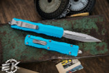 Microtech Dirac OTF Automatic Knife Turquoise 3" Dagger Stonewash Serrated  225-12TQ