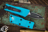 Microtech Troodon Mini OTF Automatic Knife Turquoise 1.9" Dagger Serrated Black (Cali-Legal) 238-3TQ