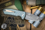 ProTech SBR Custom Automatic Folding Knife Green/Gold Feather Titanium 2.5" Damascus 2023.004