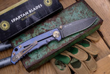 Spartan Blades Custom SHF Harsey Folder Knife "Mayan" Titanium 4" Damascus 