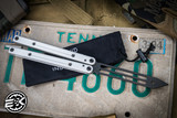 Squid Industries Inked Squid Trainer V4 Butterfly Balisong Trainer  Silver Aluminum 4.3" Black