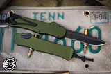  Heretic Knives Hydra Green Aluminum OTF Auto Knife 3.6" DLC Recurve