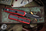 Microtech Daytona OTF Automatic Knife Red/Carbon Fiber Inlay 3.1" Drop Point Black 124-1RDCFIS