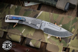 Medford Marauder-H Folding Knife AcidEtch Flamed Blue Titanium 3.75" Drop Point Tumbled