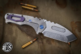 Medford Praetorian T Folding Knife Tumbled Titanium, Violet HW/Clip 3.75" Tanto