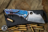 Sergey Rogovets Custom "Rhino" Cracked Blue Titanium 45 Inlay 3.5" S45VN Satin W/Lanyard