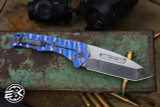 Medford Praetorian Slim Folding Knife Violet "Lightning" Sculpted Titanium 3.3" Tanto Tumbled