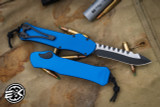 Heretic Knives Hydra Blue V3 OTF Auto Knife Aluminum 3.6" Two Tone Recurve