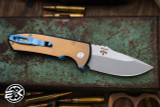 ProTech SBR Custom Automatic Folding Knife Blue/Bronze Knurled Titanium 2.5" Stonewash   2023.006