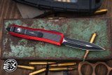 Microtech Daytona OTF Automatic Knife Red/Carbon Fiber Inlay 3.1" Dagger Black Serrated 126-3RDCFIS