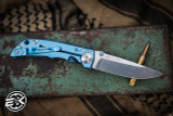 Spartan Blades Custom SHF Harsey Folding Knife Chromed Blue Titanium 3.25" Stonewash