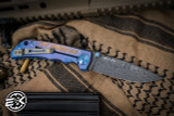 Spartan Blades Custom SHF Harsey Folding Knife Blue USA "Graffiti" Titanium 4" Damascus