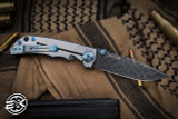 Spartan Blades Custom SHF Harsey Folding Knife Satin "Storm Watch" Titanium 4" Damascus
