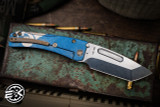 Medford Slim Midi Folding Knife Blue Deep Cut "Fleur-de-Lis" Titanium 3.25" Tanto Tumbled