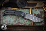 Merriken Knives Custom Ultimatum Mini Westy Black Glass, Zirc Accents 3.3" Norris Damascus