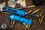 Microtech UTX-85 OTF Automatic Knife Blue 3" Tanto Black Serrated 233-2BL