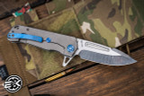 Medford Proxima Folding Flipper Knife Tumbled Blue "2nd Amendment" Titanium 3.9" Drop Point Tumbled