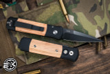 ProTech Godson Automatic Knife Black Aluminum w/ Olive Wood Inlays 3.15" Spear Point DLC  707-Olive