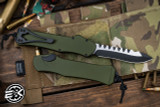 Heretic Knives Hydra OTF Automatic Knife OD Green 3.6" Recurve Two-Tone Black H008-10A-GRN