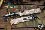 Heretic Knives Hydra OTF Automatic Knife Tan Camo 3.6" Recurve Two-Tone Serrated  H008-10B-TCAMO