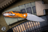 Three Rivers Manufacturing NEUTRON 2 Folding Knife Tangerine Tiger Swirl G10 3" MagnaCut Stonewash