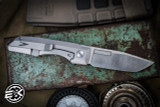 Vero Engineering Impulse Mini Folding Knife Stonewash Titanium 3.4" Tanto Belt Satin