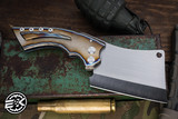 Sergey Rogovets Custom Folding Cleaver 44 Mag Flamed Titanium Friction Folder Button Lock 4" Satin