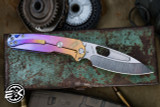 Medford Infraction Folding Knife Gold to Blue Fade Titanium 3.6" Drop Point Tumbled
