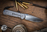 Chris Reeve Knives Large Sebenza 31 Folding Knife Glass Blasted Titanium, Blue Accents 3.6" MagnaCut Drop Point Polished L31-1016