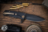 Medford Proxima Folding Flipper Knife Black Titanium, Bronze Pinstripe 3.9" PVD Black Drop Point