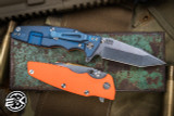 Rick Hinderer Knives Eklipse 3.5" Harpoon Tanto Knife -Orange G10, Battle Blue