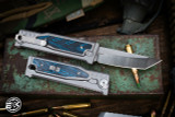 Reate EXO-M G10 Blue/Black OTF Knife Titanium 2.95" Tanto Satin