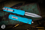 Microtech Dirac OTF Automatic Knife Turquoise 3" Dagger Satin Serrated 225-5TQ