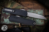 Microtech Cypher II OTF Automatic Knife Black Aluminum 3.5" M390 Single Edge Apocalyptic Stonewash 1241-10AP
